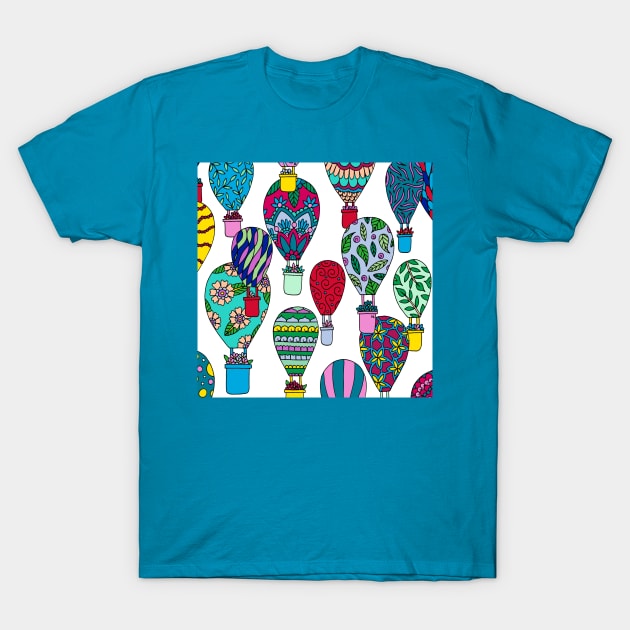 Hot Air Balloons White Palette T-Shirt by HLeslie Design